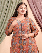 Leafy Brown Straight Maternity Kurti