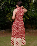 Red Aztec Halter Midi Dress