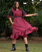 Beetroot Diverting Threads Dress