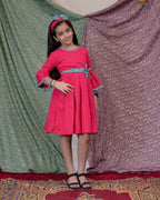 Raspberry Aqua Pink Flair Kids Dress
