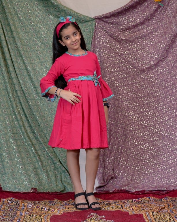 Raspberry Aqua Pink Flair Kids Dress