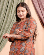 Leafy Brown Straight Kurti