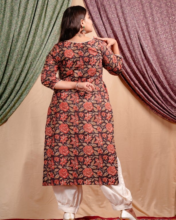 Black Rose Straight Maternity Kurti