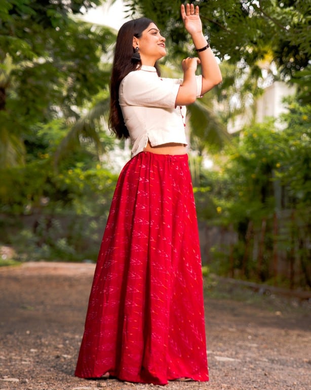 Rose Red  Skirt Blouse Set