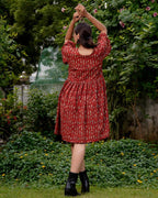 Fish Red Print Short Dress