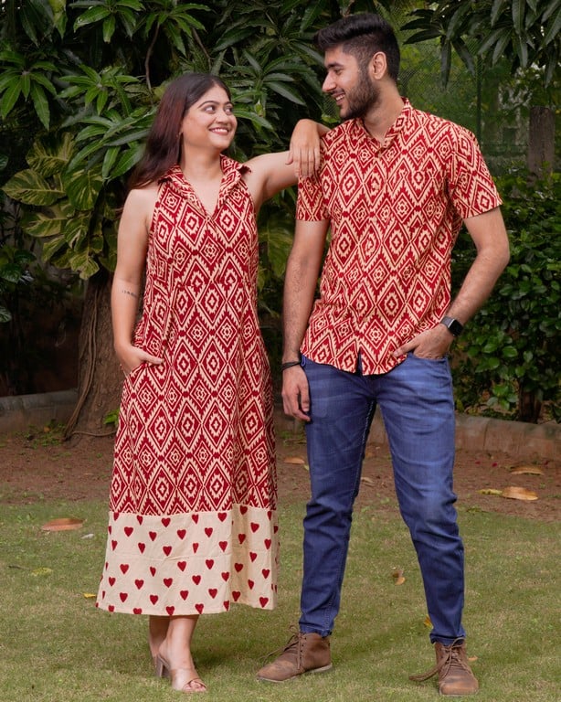 Red Aztec Halter Midi Couple Set