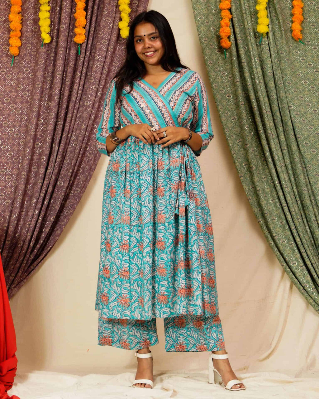 Cotton Candy Angrakha Kurta Set