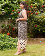 Black Aztec Halter Midi Maternity Dress
