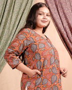 Leafy Brown Straight Kurti