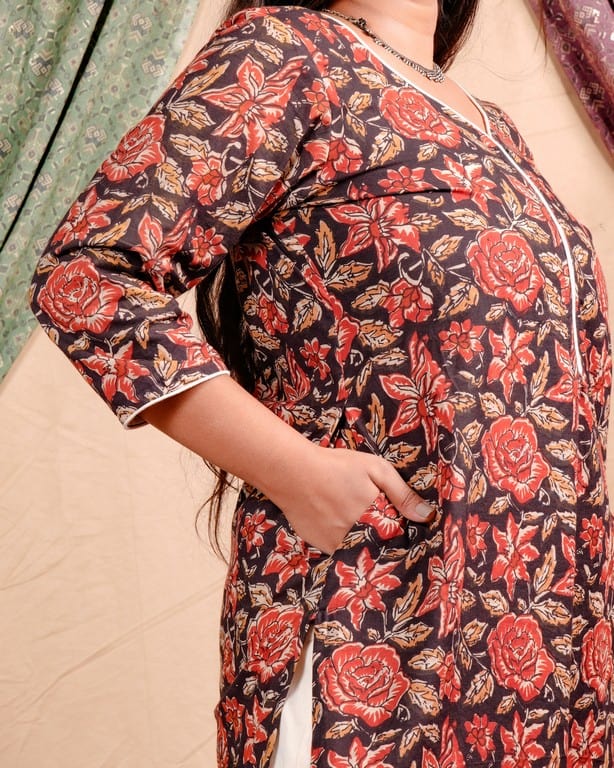 Black Rose Straight Kurti