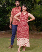 Red Aztec Halter Midi Couple Set
