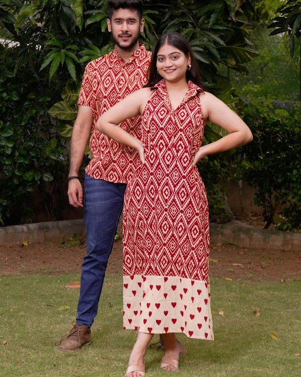 Red Aztec Halter Midi Couple Set