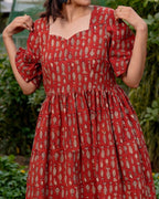 Fish Red Print Short Dress