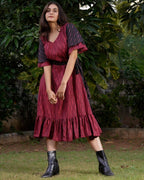 Beetroot Diverting Threads Dress