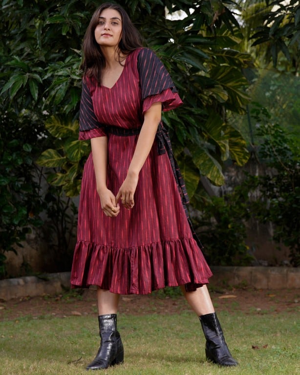 Beetroot Diverting Threads Dress