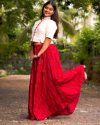 Rose Red Skirt Blouse Maternity Set