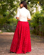 Rose Red Skirt Blouse Maternity Set