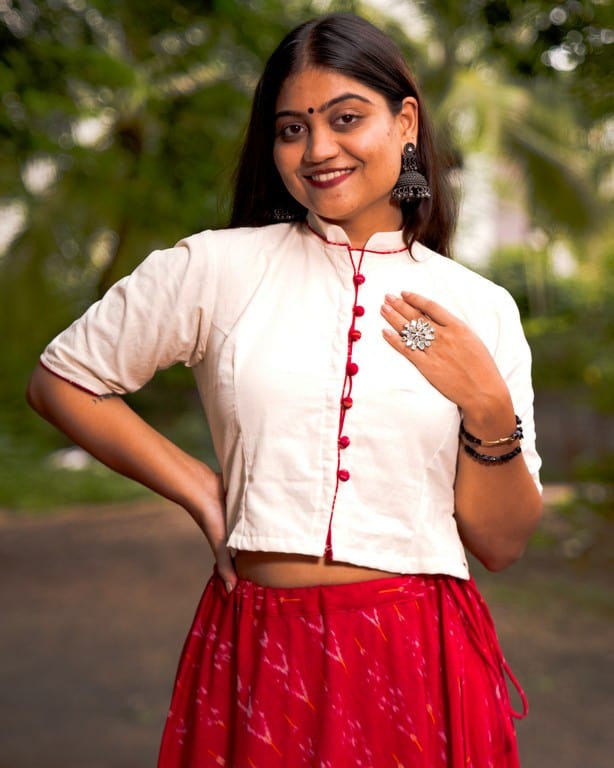 Rose Red Skirt Blouse Maternity Set