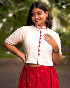 Rose Red Skirt Blouse Maternity Set