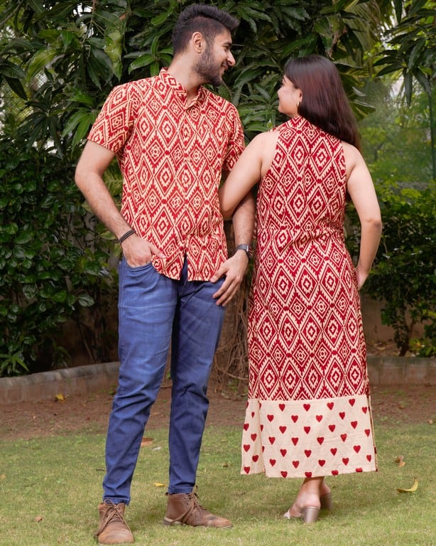 Red Aztec Halter Midi Couple Set