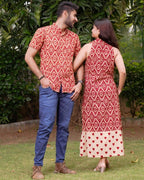 Red Aztec Halter Midi Family Set