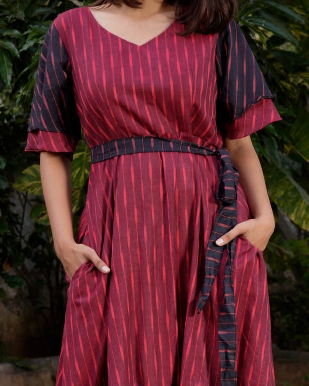Beetroot Diverting Threads Dress