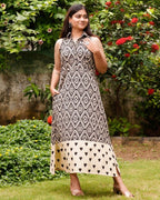 Black Aztec Halter Midi Dress