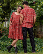 Fish Red Print Short Couple Set