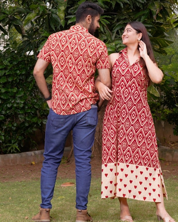 Red Aztec Halter Midi Couple Set