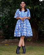 Blue Bloom Short Dress