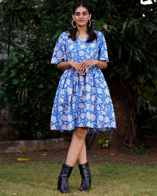 Blue Bloom Short Dress