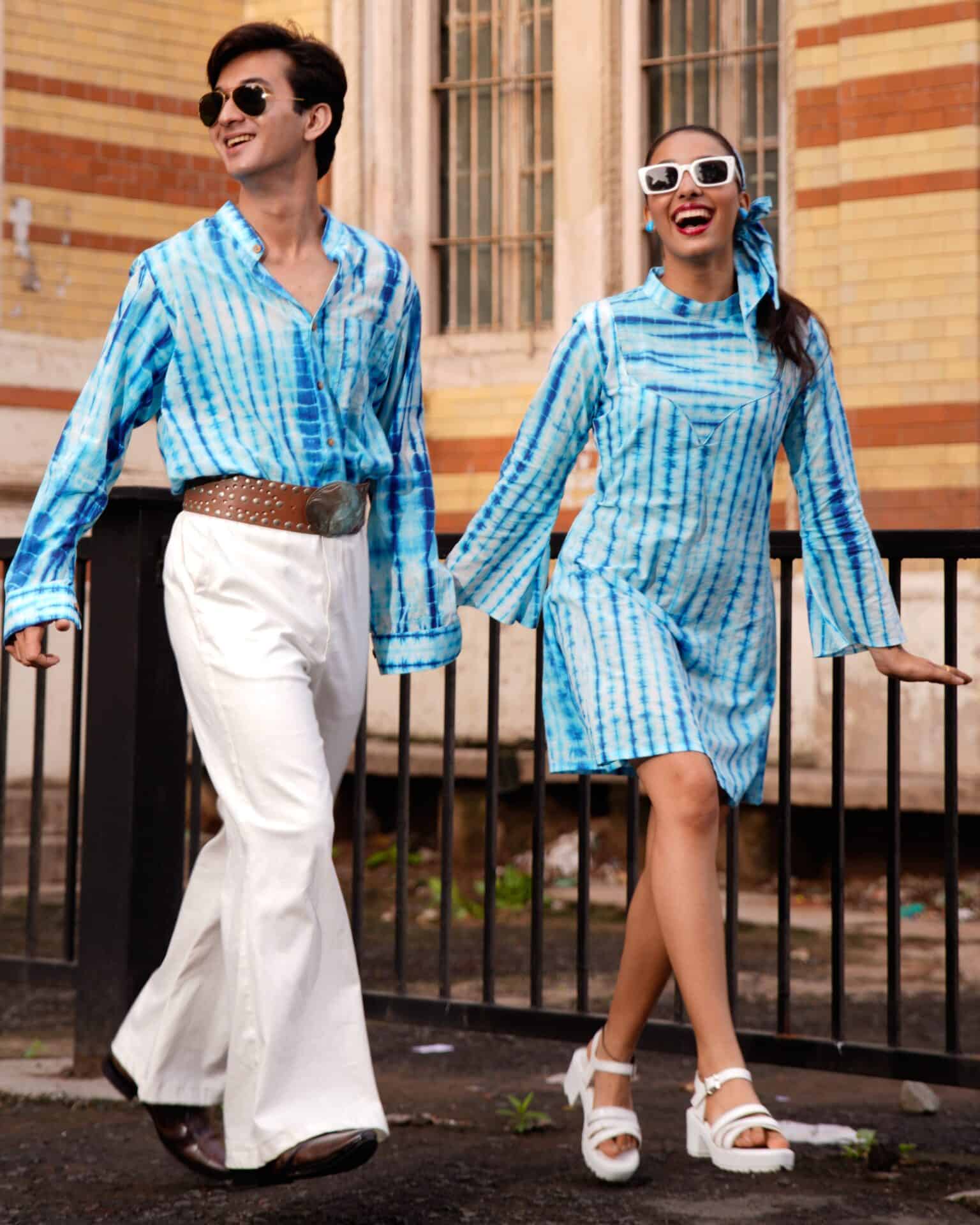 Blue Shibori Retro Couple Set