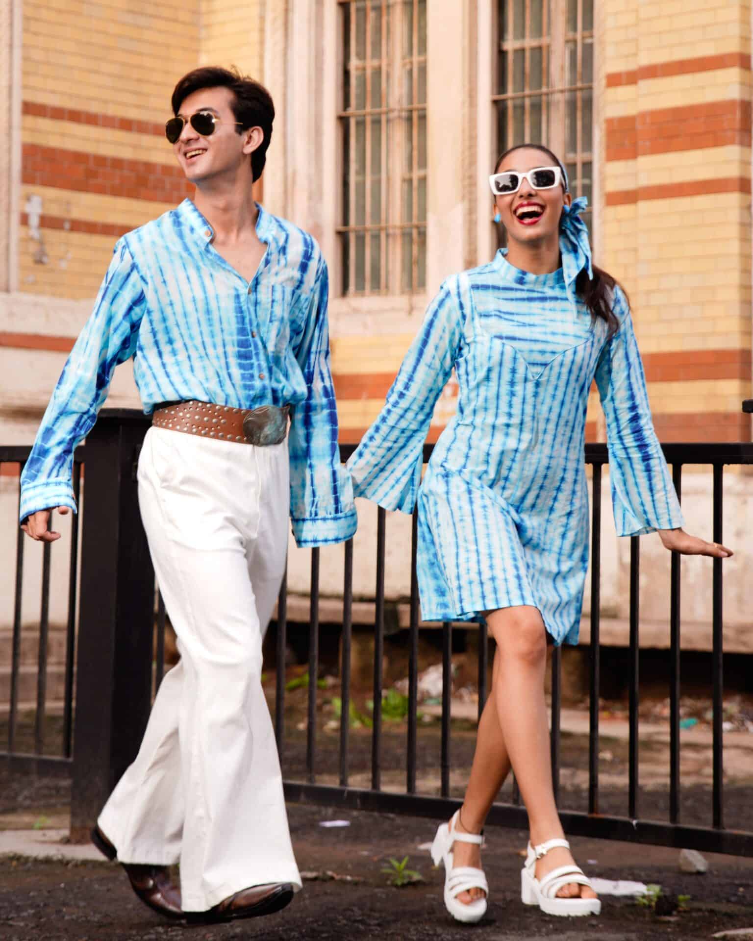 Blue Shibori Retro Couple Set Secondary image