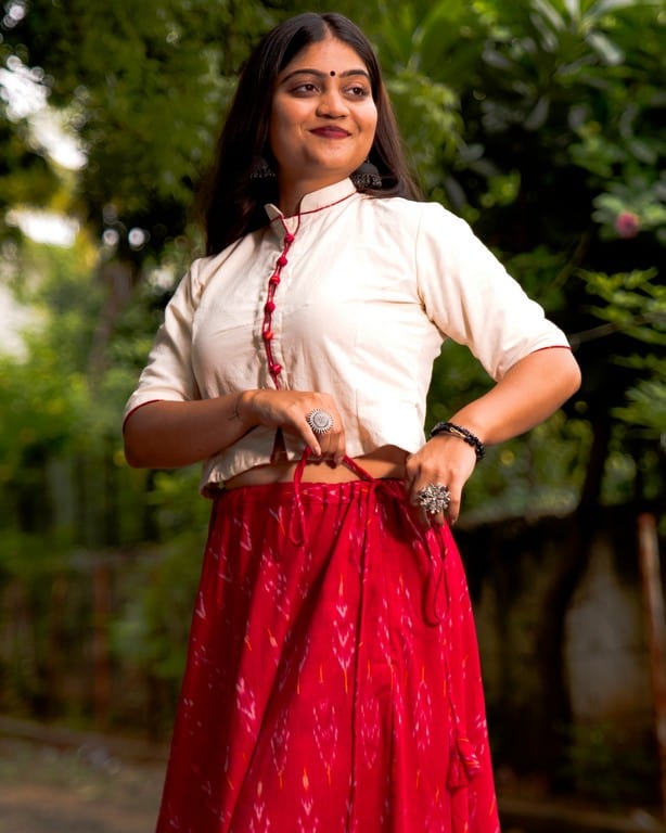 Rose Red Skirt Blouse Maternity Set