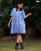Blue Bloom Short Dress