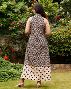 Black Aztec Halter Midi Dress