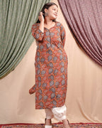 Leafy Brown Straight Kurti