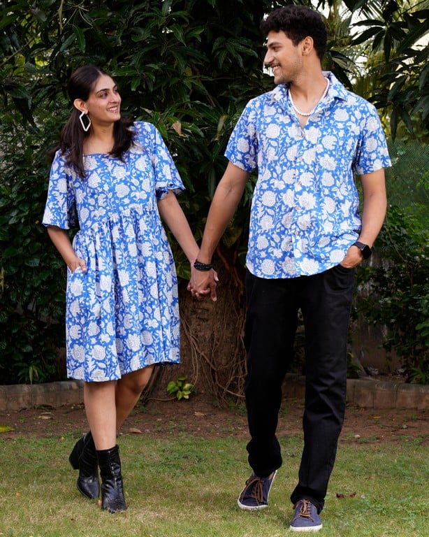 Blue Bloom Short Couple Set