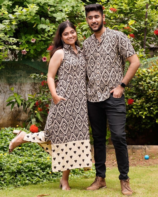 Black Aztec Halter Midi Couple Set