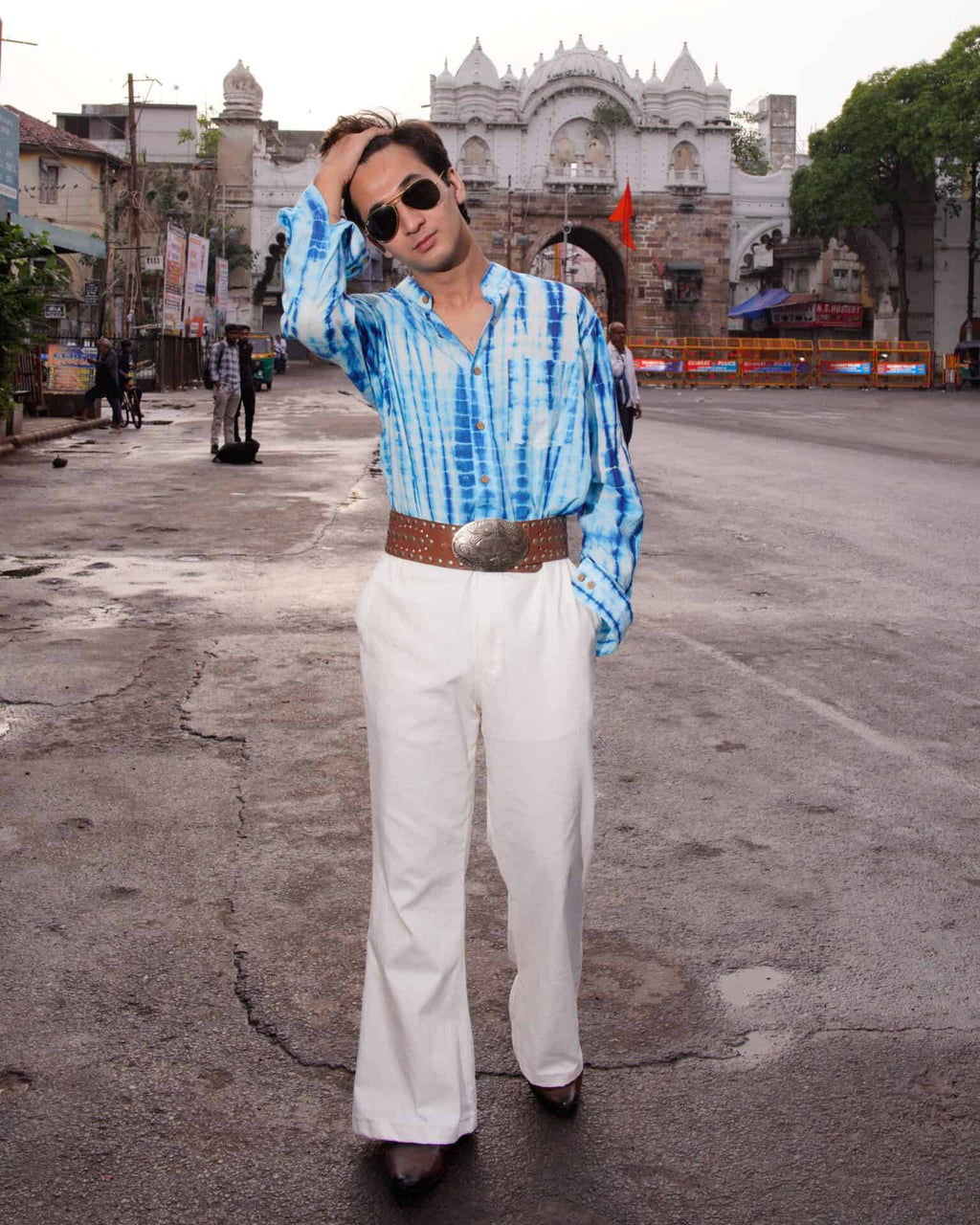 Blue Shibori Retro Shirt