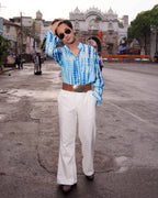 Blue Shibori Retro Shirt