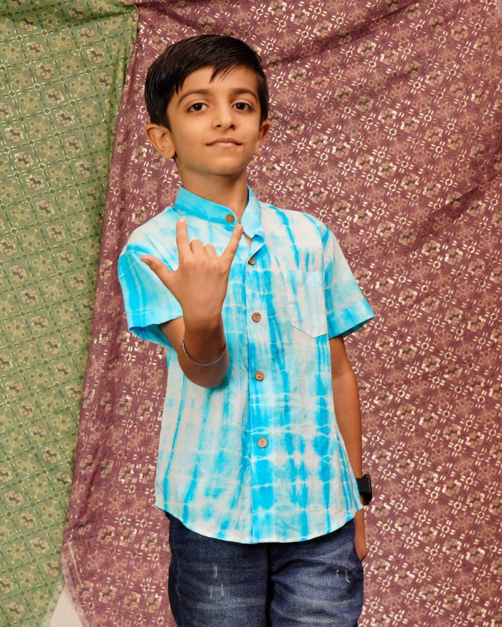 Blue Shibori Kids Shirt