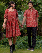 Fish Red Print Short Couple Set