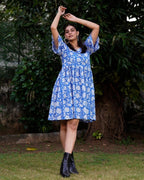 Blue Bloom Short Dress