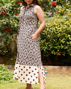 Black Aztec Halter Midi Dress