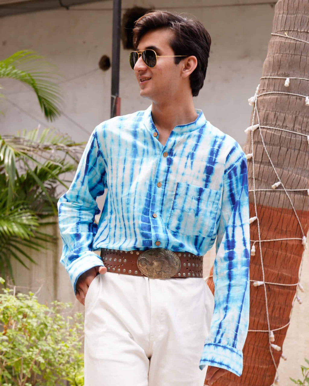 Blue Shibori Retro Shirt