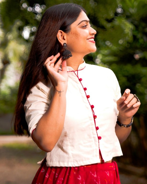 Rose Red Skirt Blouse Maternity Set