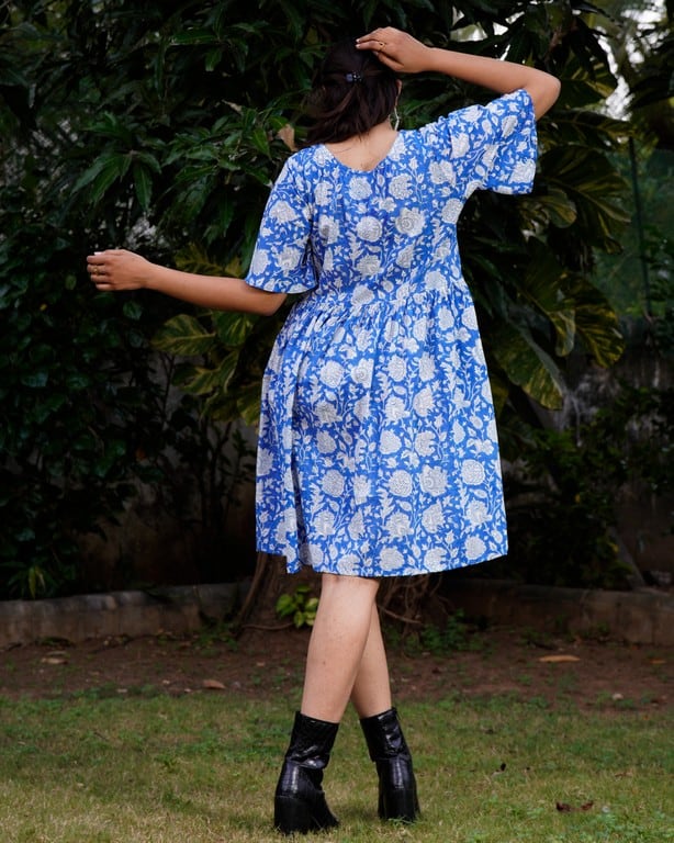 Blue Bloom Short Dress