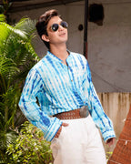 Blue Shibori Retro Shirt