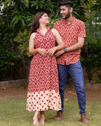 Red Aztec Halter Midi Family Set